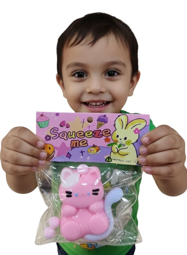 بريميم مجسم قطة وردية صغيرة رائعة مع فيونكة - لعبة قطة كرتونية لطيفة لهواة الجمع، وزينة مكتبية، وهدايا - Image 3